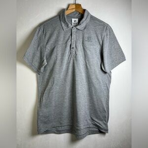 Salomon Men’s Gray Polo Shirt Size Large – Moisture Wicking Outdoor Hiking Golf